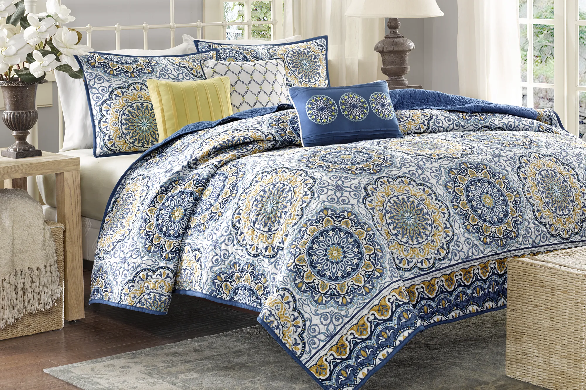 Tangiers Blue 6 Pc Queen Coverlet Set - Thumbnail - Image 2