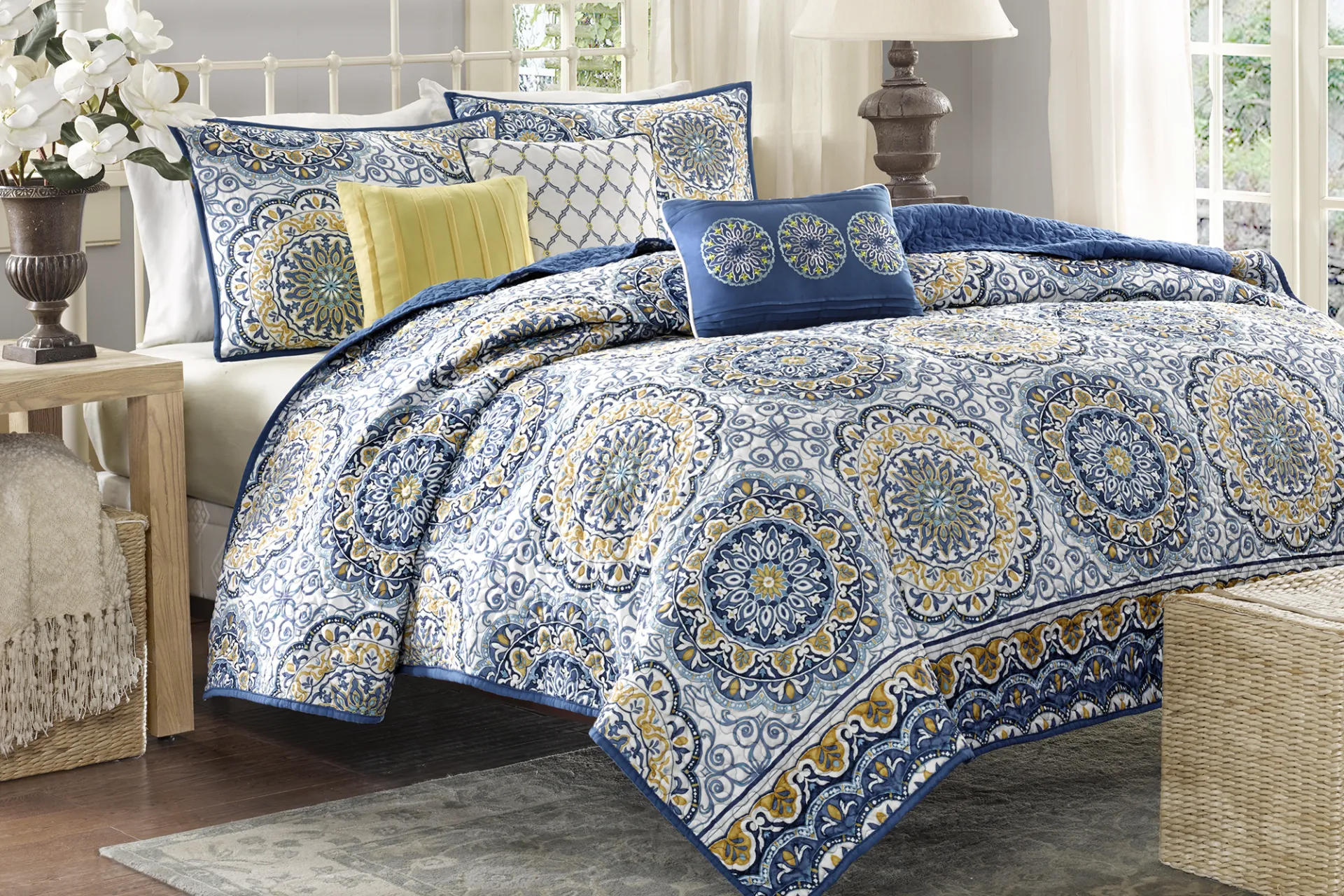 Tangiers Blue 6 Pc Queen Coverlet Set - Image 2