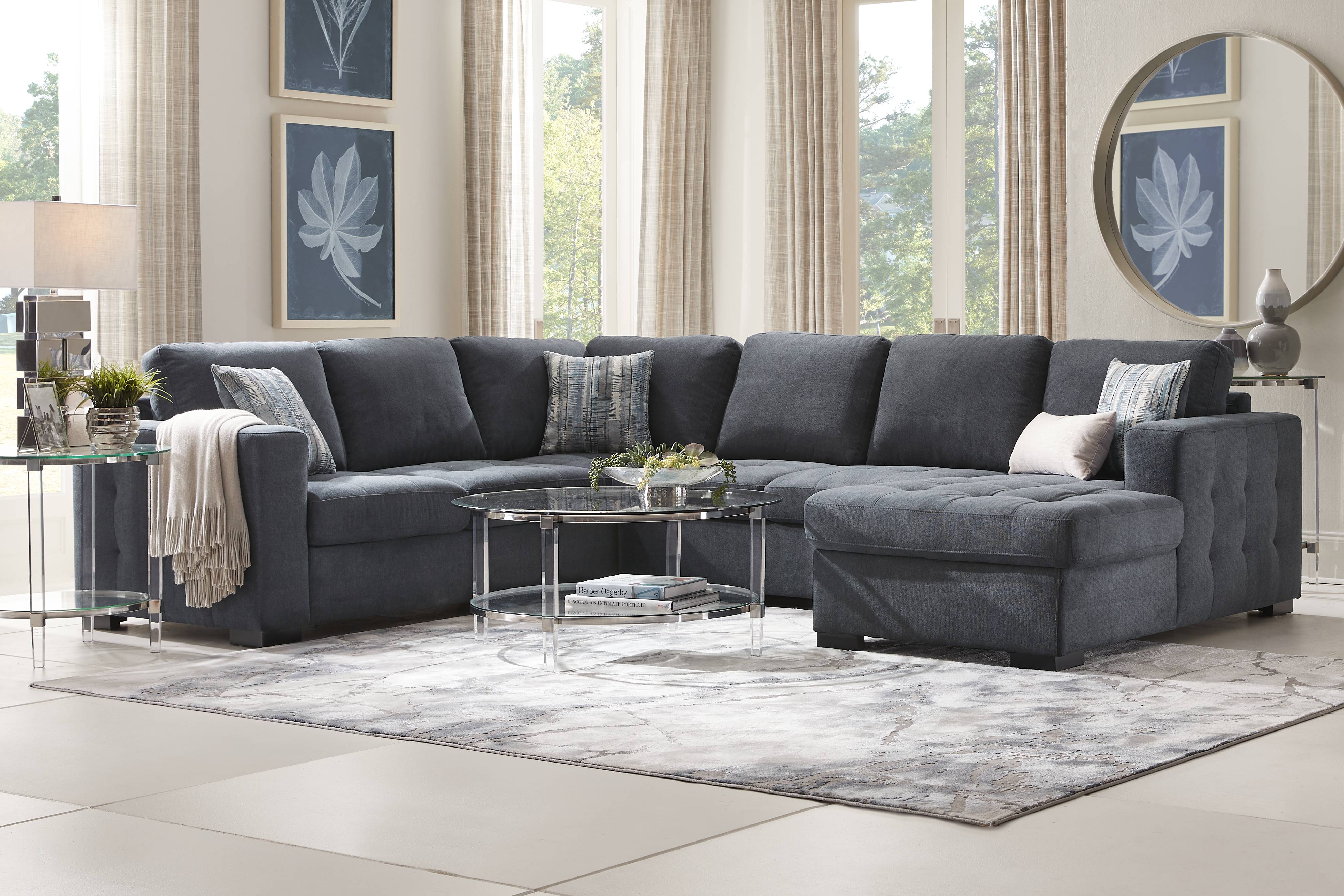 Kirkwell Blue 3 Pc Sleeper Sectional - Thumbnail - Image 2