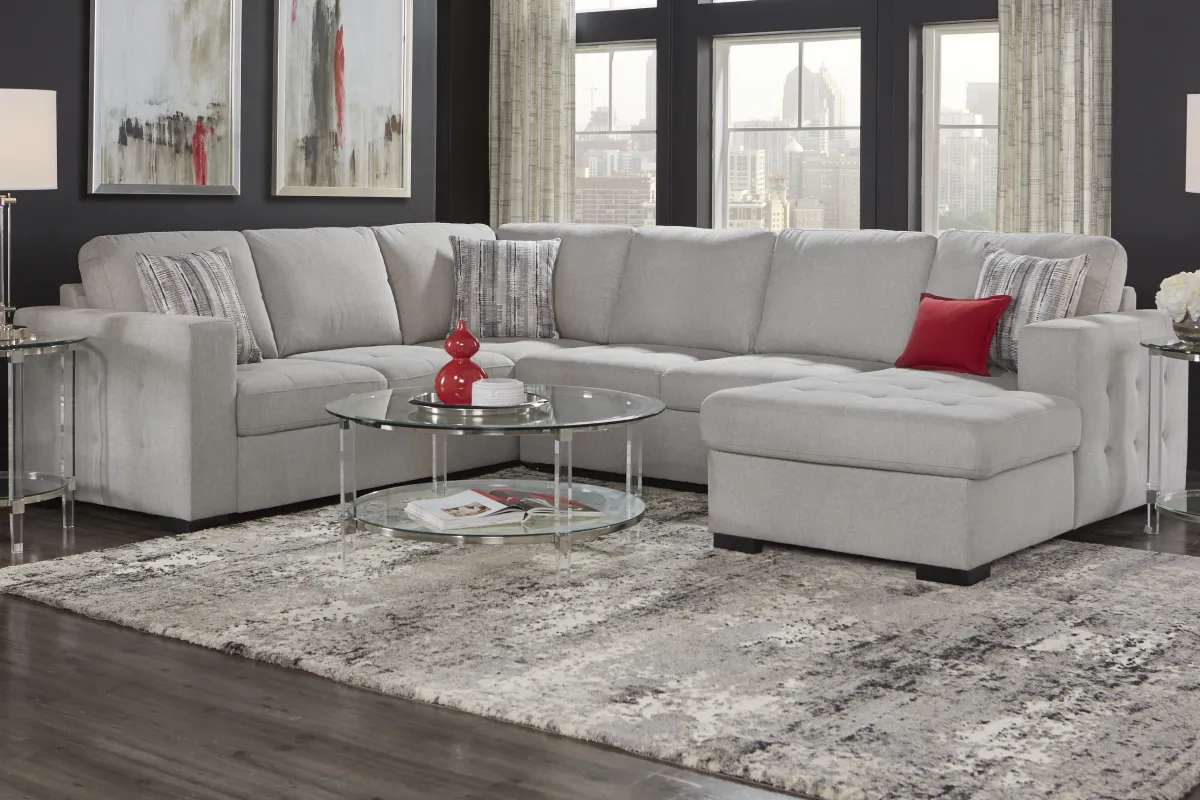 Angelino Heights 6 Pc Gray Polyester Fabric Living Room Set With 3 Pc ...