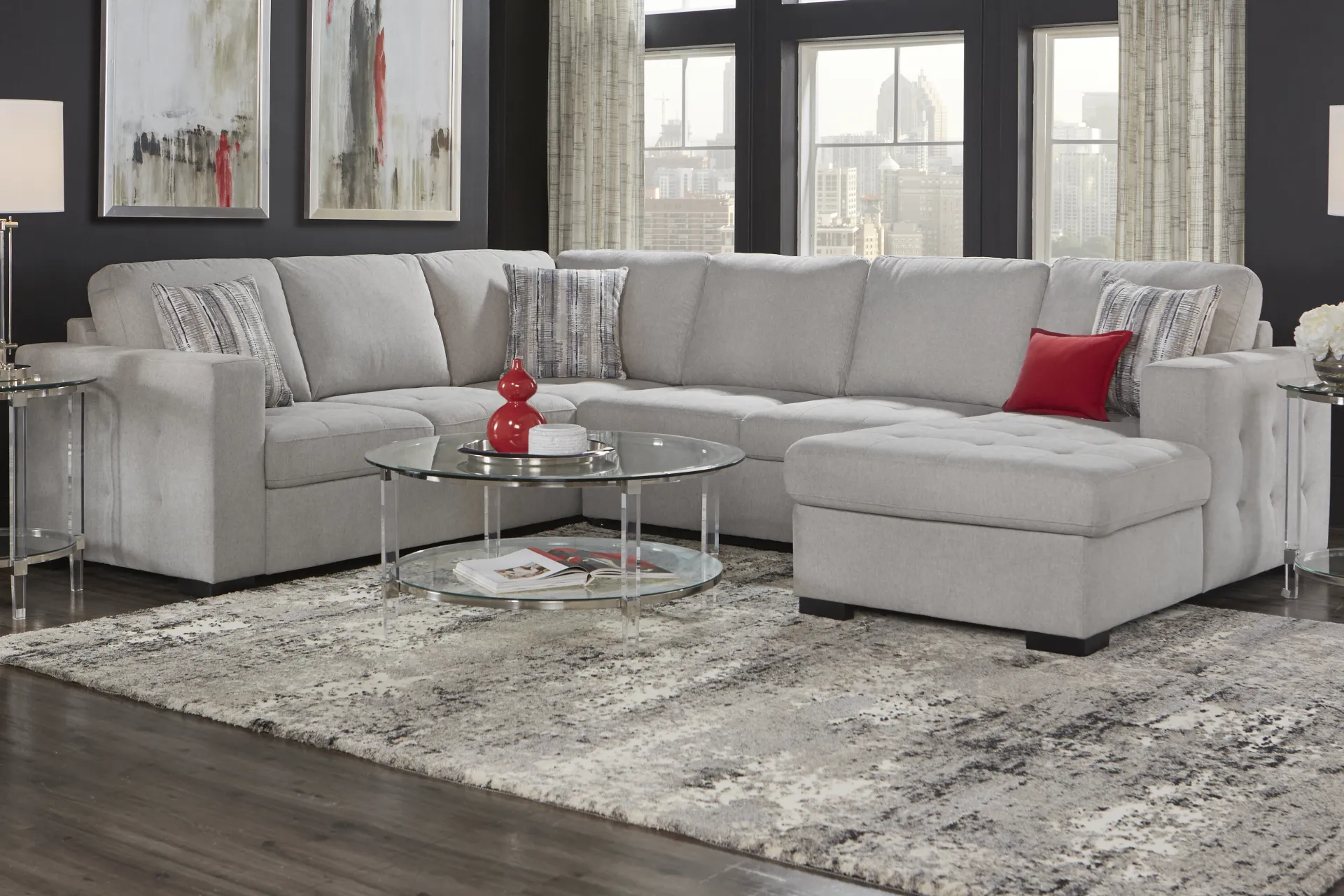 Angelino Heights Gray 3 Pc Sleeper Sectional - Image 1