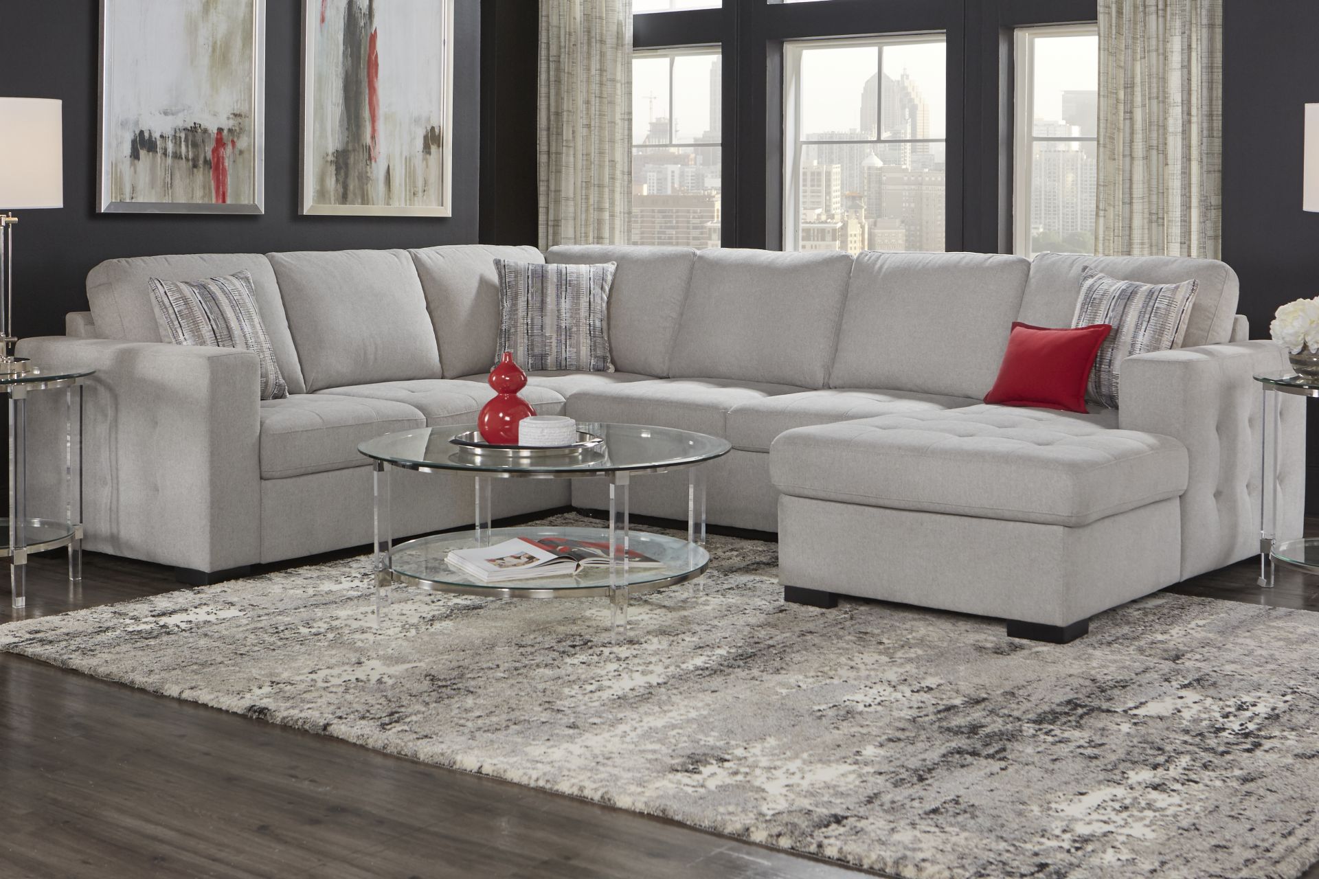Angelino Heights Gray 3 Pc Sleeper Sectional - Image 2