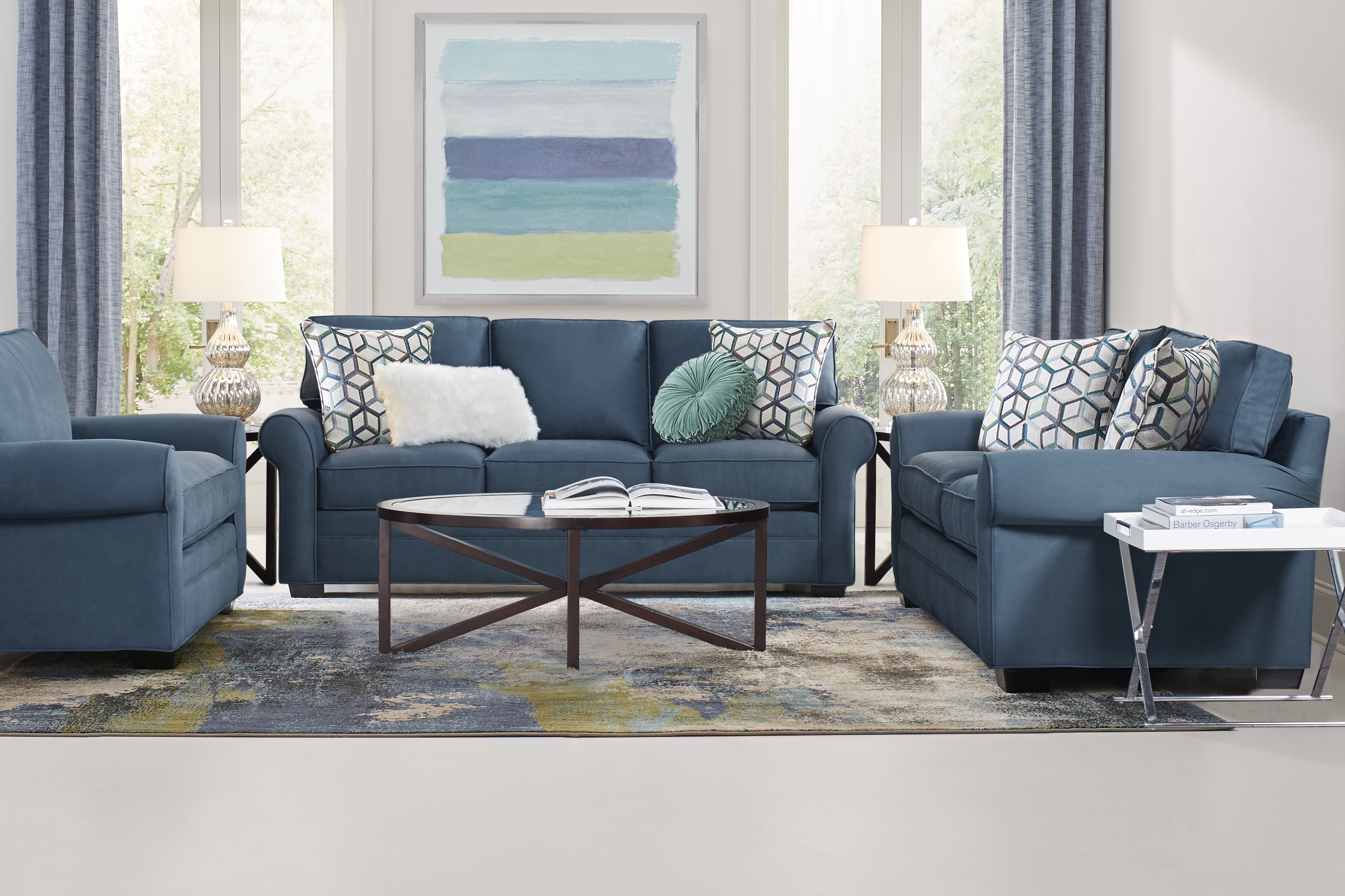 Bellingham Sapphire Microfiber Loveseat - Thumbnail - Image 2