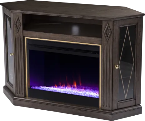 Brockdell I Brown 47 in. Console, With Color Changing Electric Fireplace