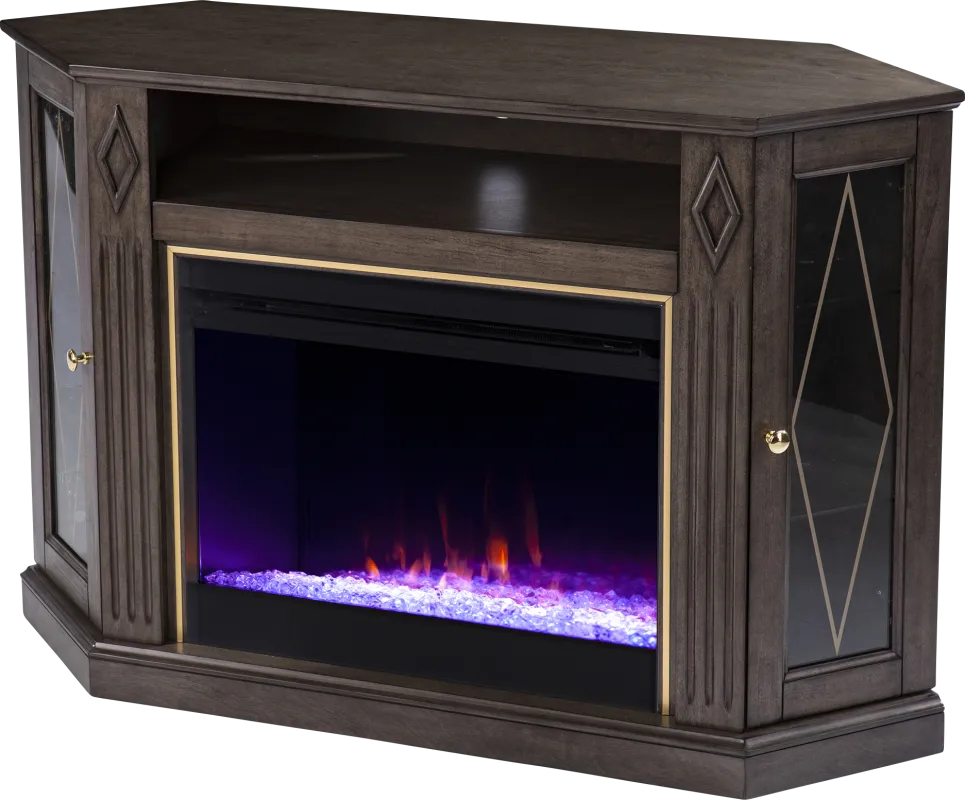 Brockdell I Brown 47 in. Console, With Color Changing Electric Fireplace