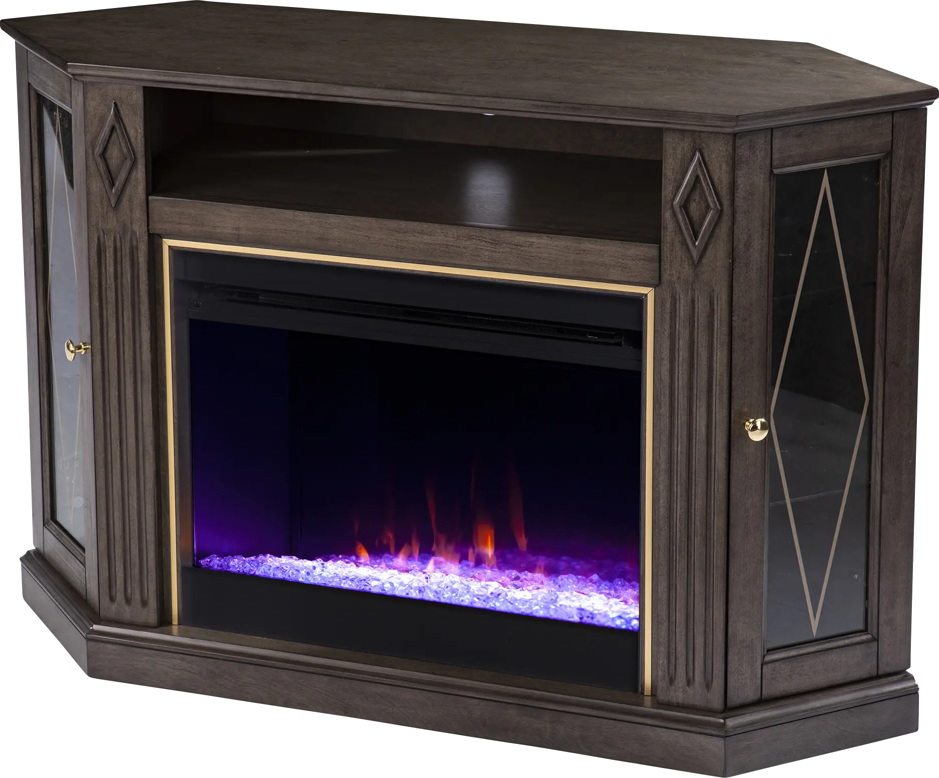 Brockdell I Brown 47 in. Console, With Color Changing Electric Fireplace