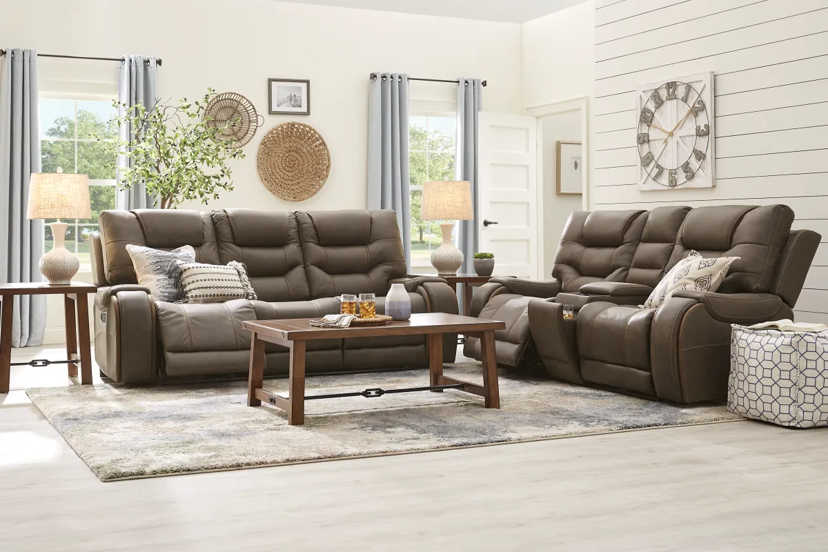 Laredo Springs Brown Dual Power Reclining Console Loveseat