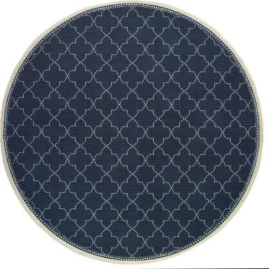 Maziah Navy 7'10 Indoor/Outdoor Round Rug