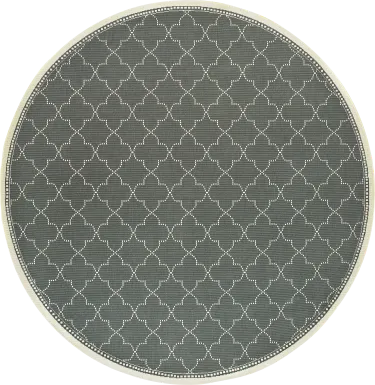 Maziah Gray 7'10 Indoor/Outdoor Round Rug