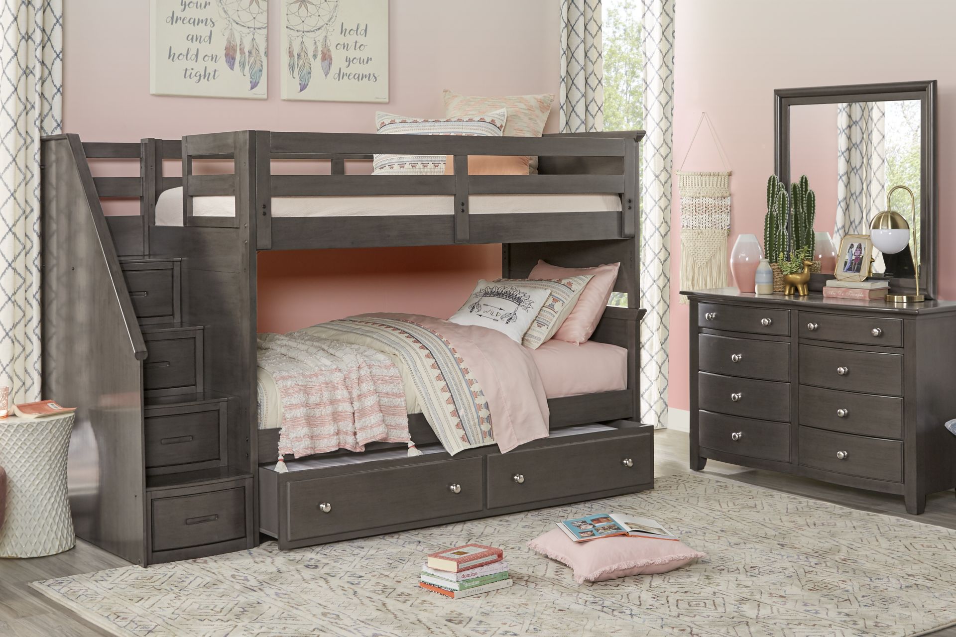 Kids Santa Cruz Gray Twin/Twin Step Bunk Bed - Image 2