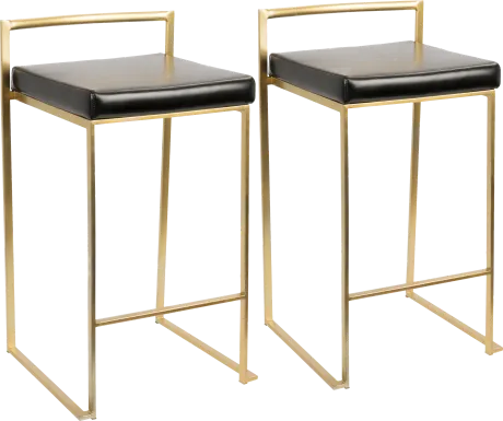 Sora Black Gold Counter Height Stool (Set of 2)
