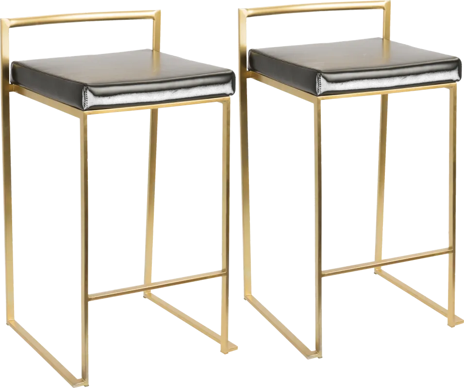 Sora Black Gold Counter Height Stool (Set of 2)