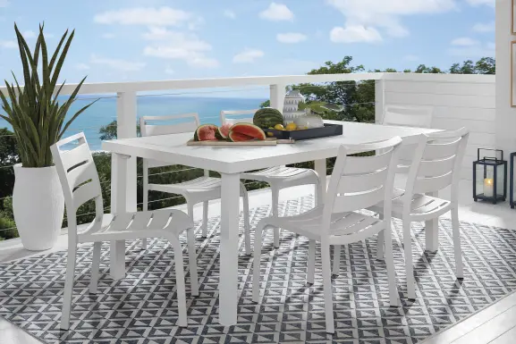 Park Walk White 7 Pc Rectangle Outdoor Dining Set