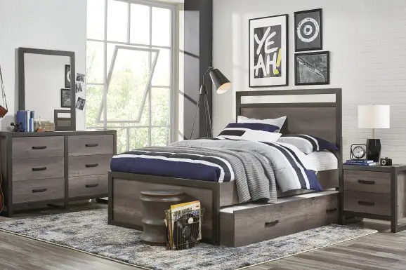 Kids Colefax Avenue Dark Gray Full Panel Bed