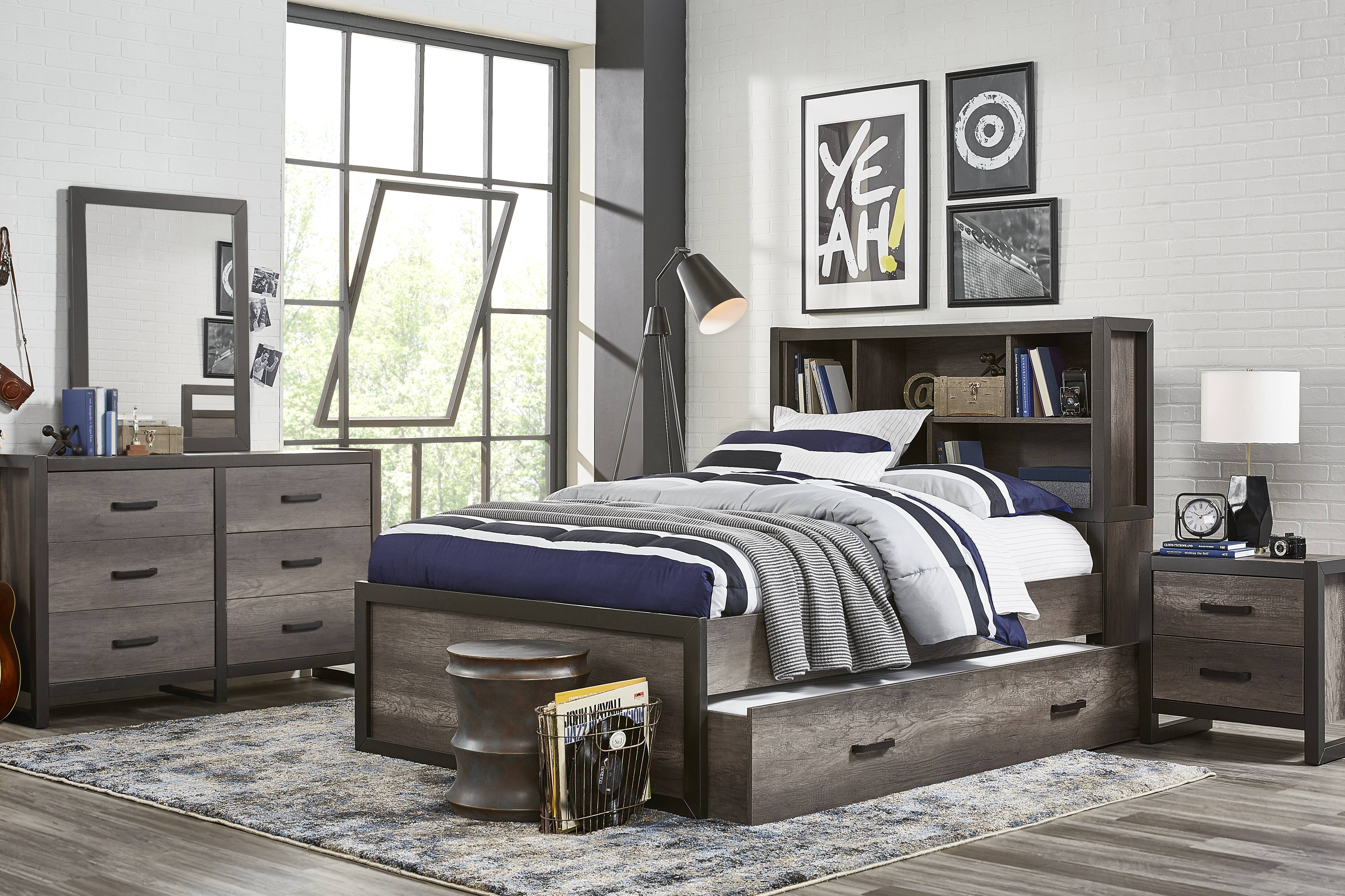 Kids Colefax Avenue Dark Gray Full Bookcase Bedroom - Thumbnail - Image 1