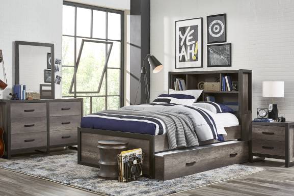 Kids Colefax Avenue Dark Gray Full Bookcase Bed