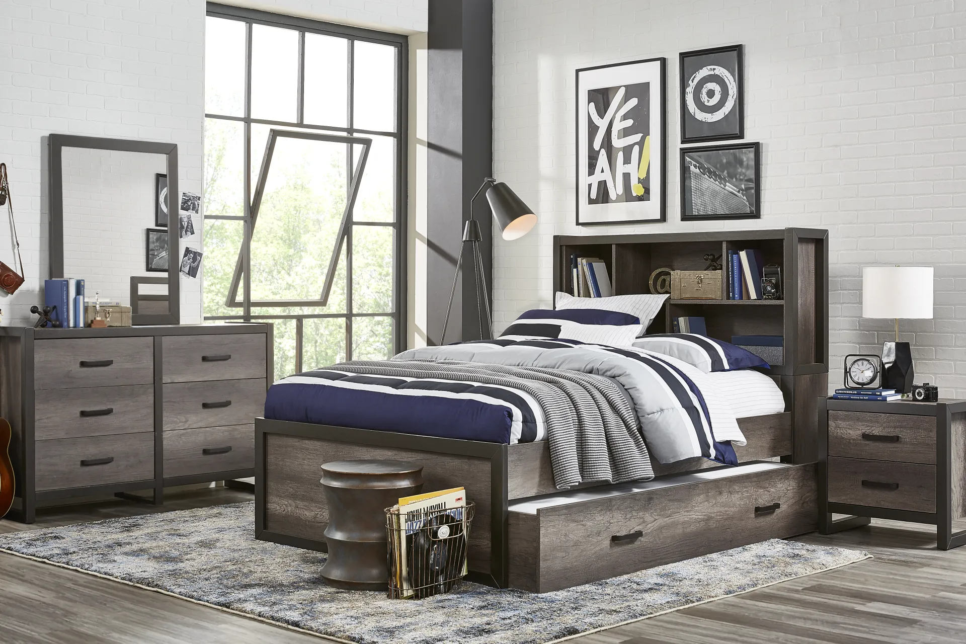 Kids Colefax Avenue Dark Gray Full Bookcase Bed - Image 1