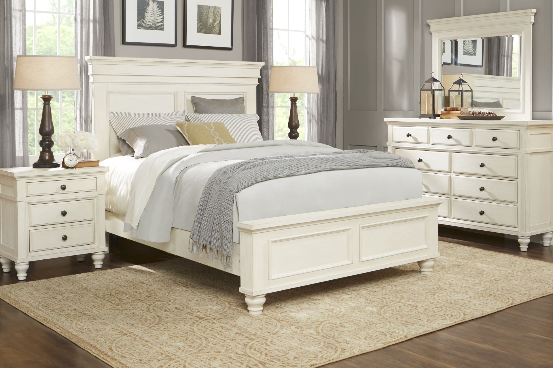 Lake Town Off-White 5 Pc King Panel Bedroom - Image 2