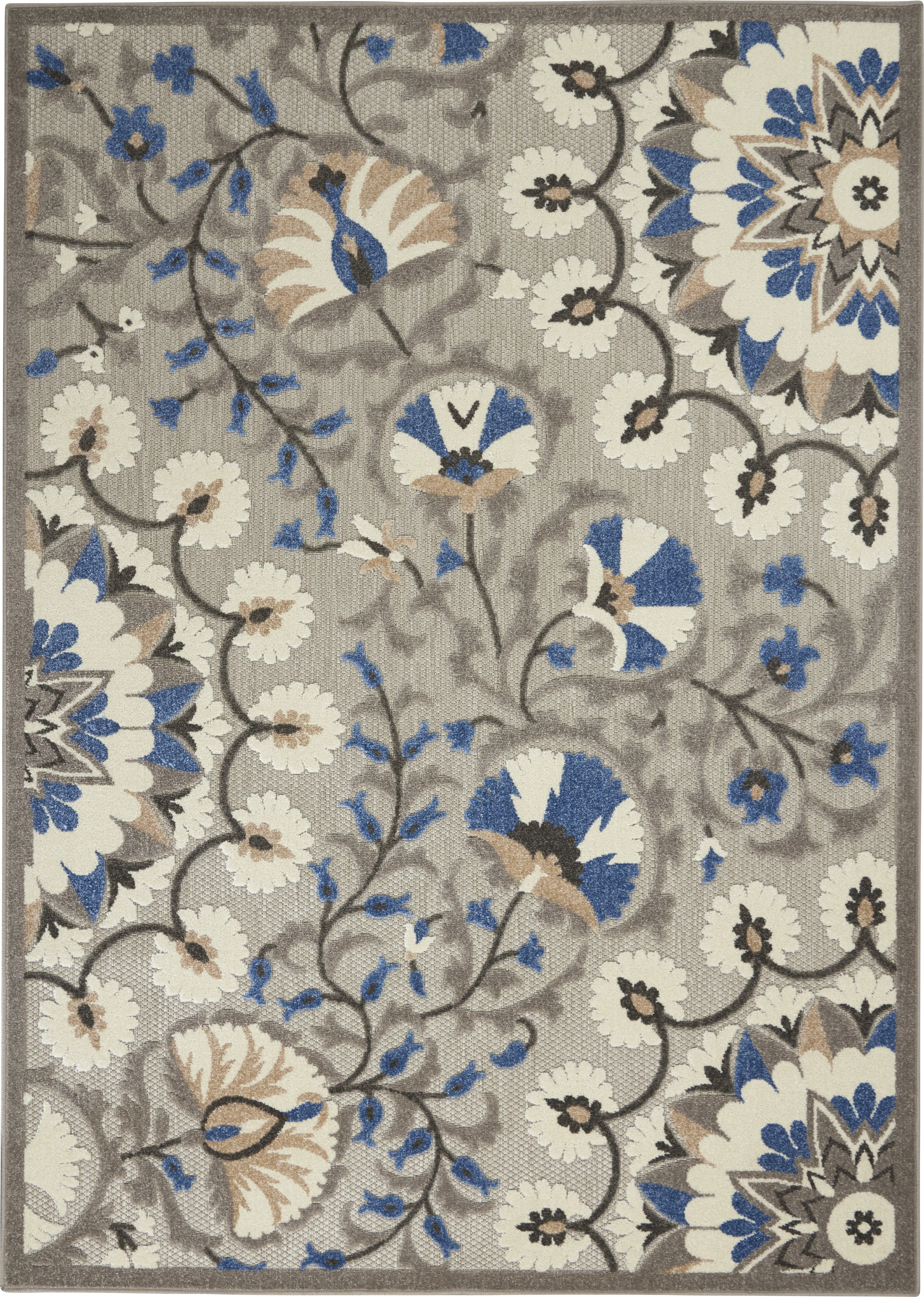 Makisha Gray 5' x 8' Indoor/Outdoor Rug - Thumbnail - Image 1