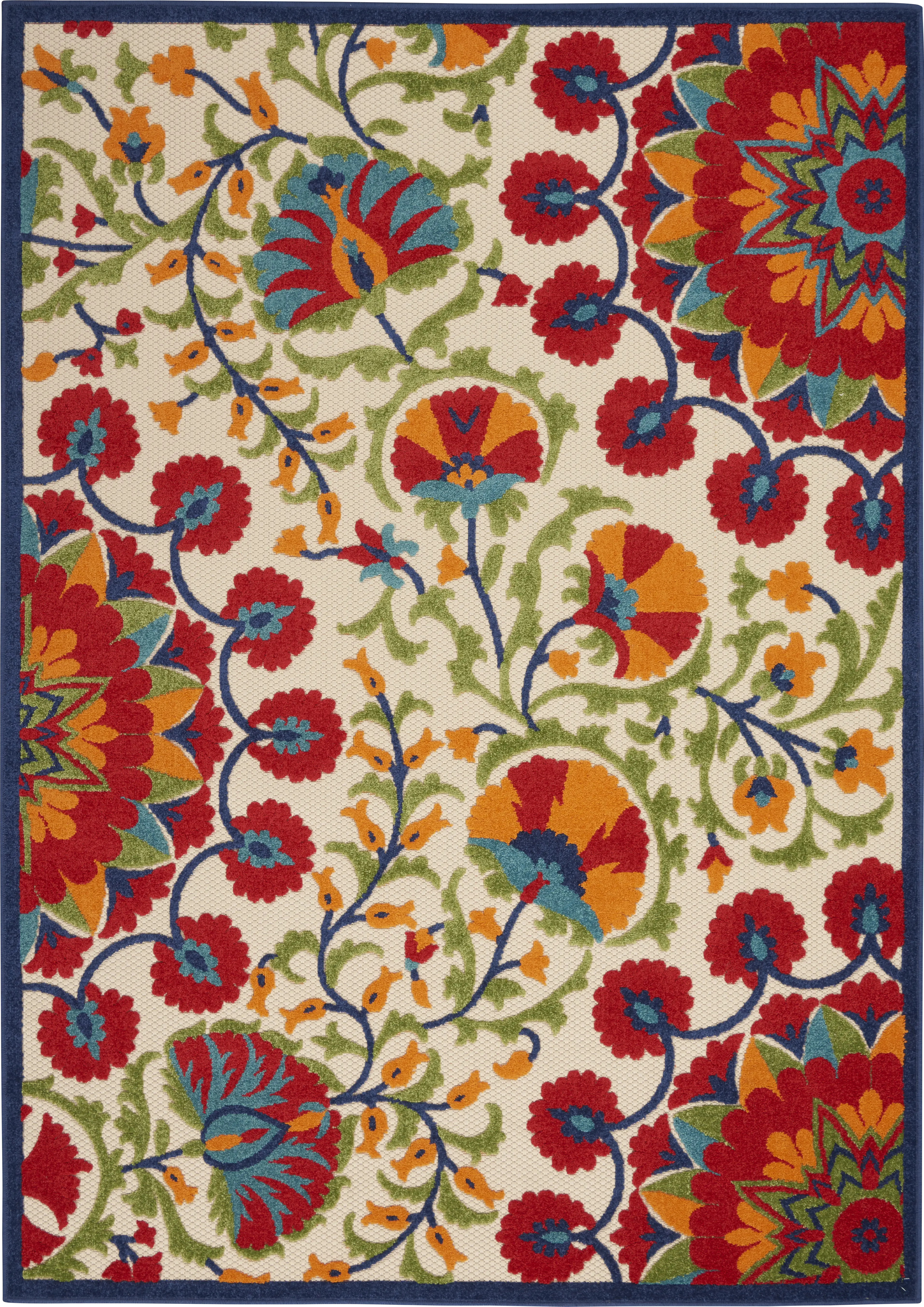 Makisha Red 5' x 8' Indoor/Outdoor Rug - Thumbnail - Image 1