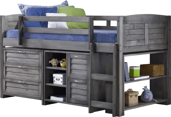 Kids Daintree Gray Twin Jr. Loft Bed with Drawers