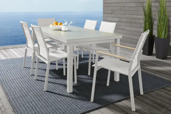 Solana White 70 in. Rectangle Outdoor Dining Table
