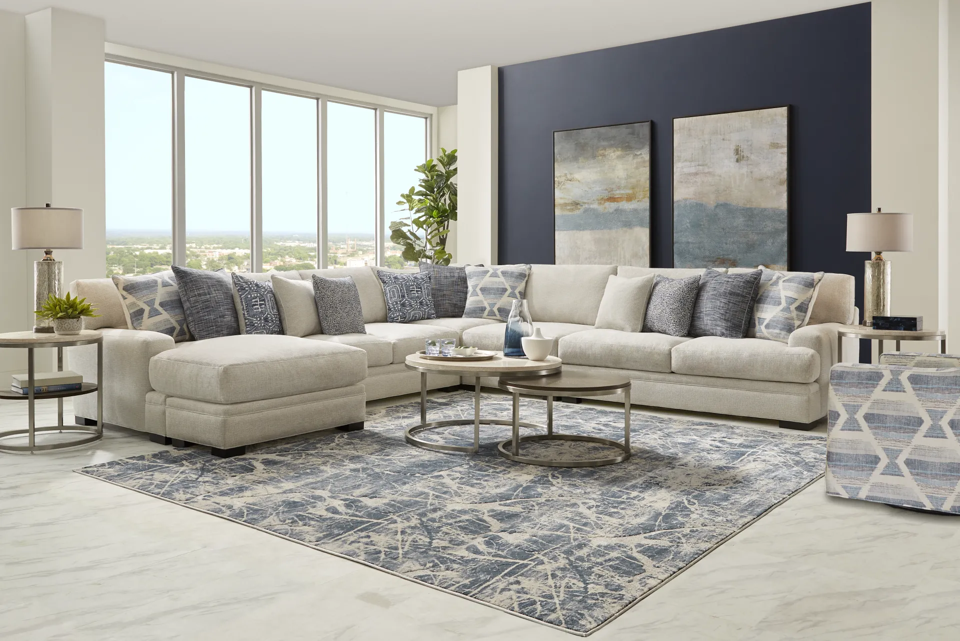 Bedford Park Ivory 4 Pc Sectional with Chaise - Image 1