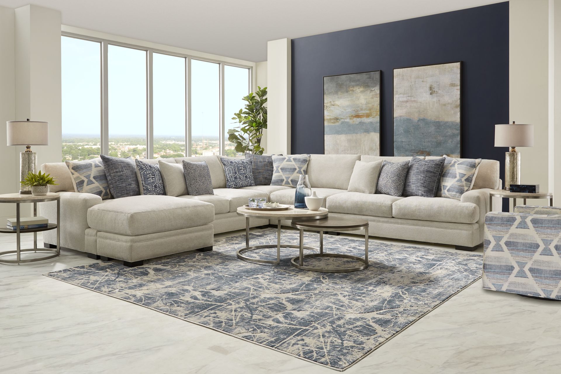 Bedford Park Ivory 4 Pc Sectional with Chaise - Image 2