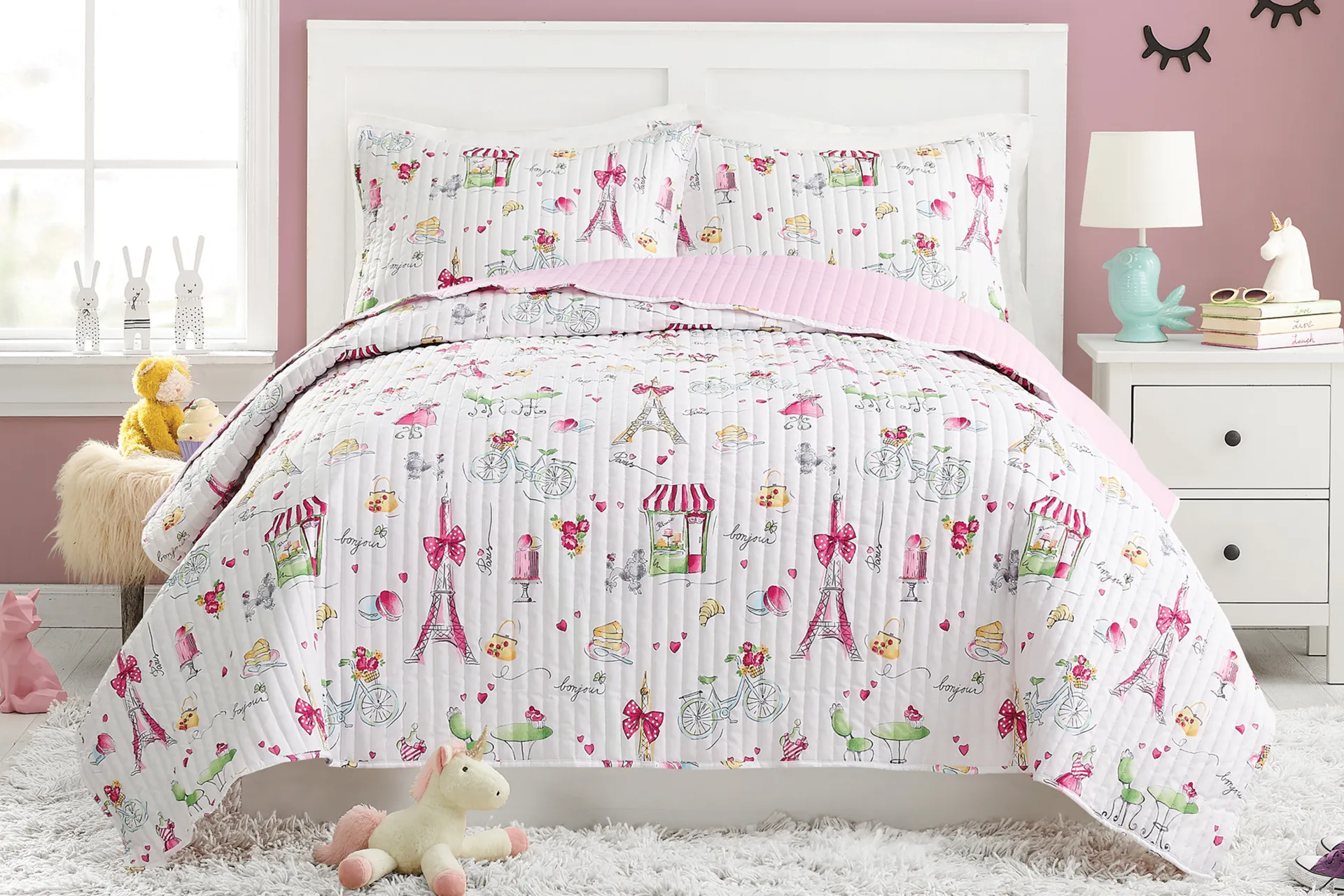 Kids La Parie Pink Twin Quilt Set - Image 1