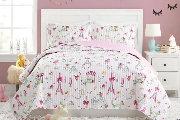 Kids La Parie Pink Twin Quilt Set