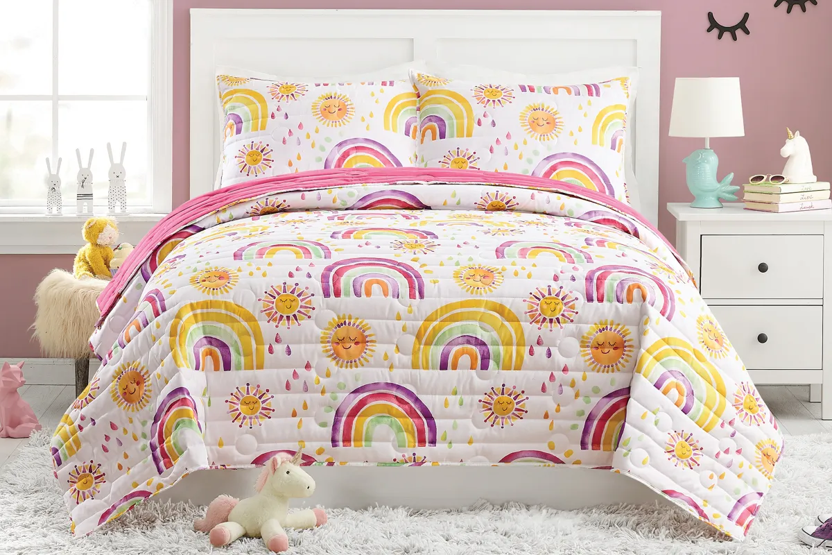 Kids Arcle Pink Twin Quilt Set