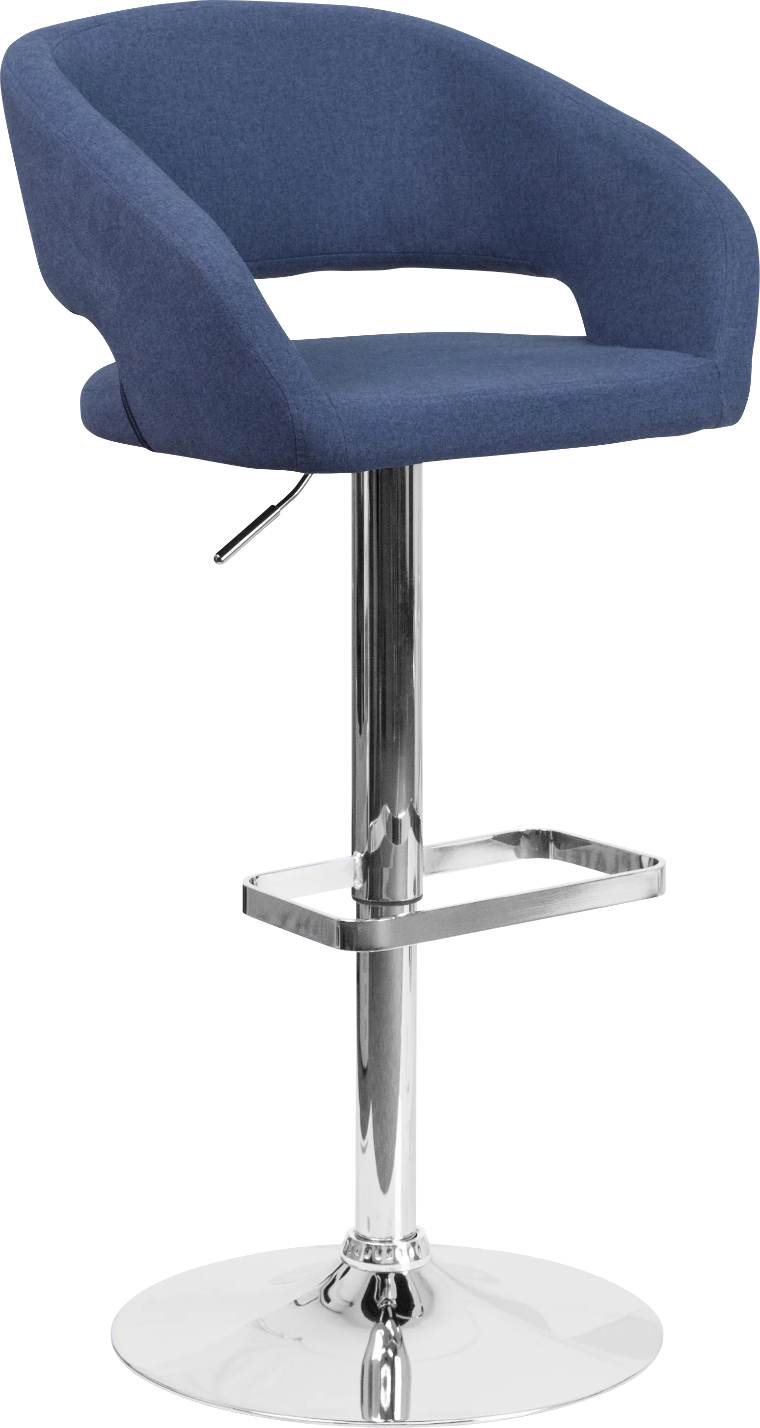 Corley Blue Plush Adjustable Swivel Barstool - Thumbnail - Image 1