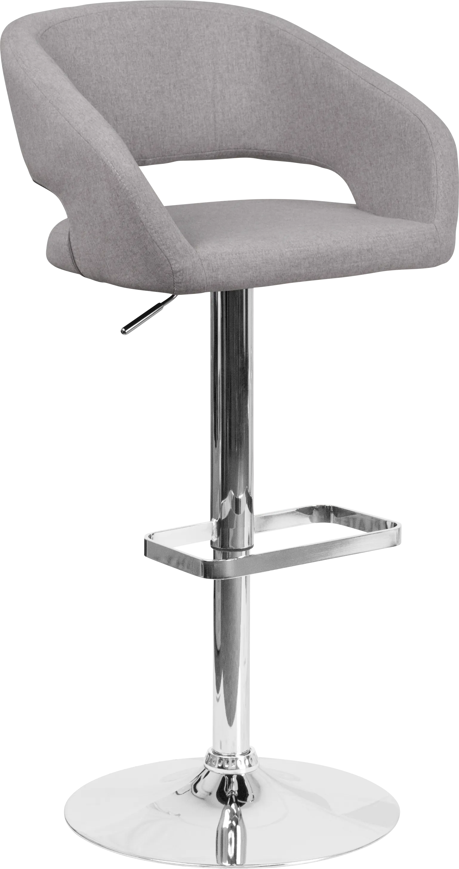 Corley Gray Plush Adjustable Swivel Barstool - Thumbnail - Image 1