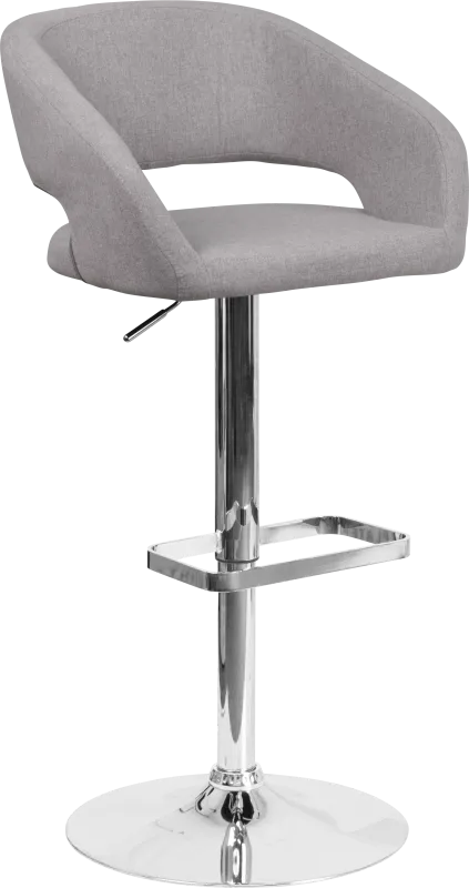 Corley Gray Plush Adjustable Swivel Barstool