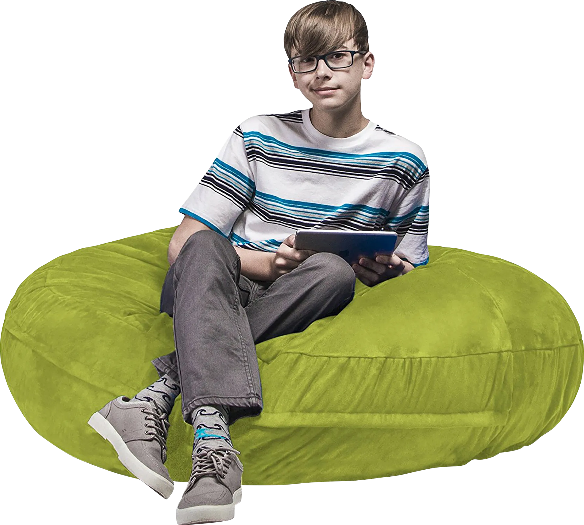 Kids Calix Green Bean Bag Chair - Image 1