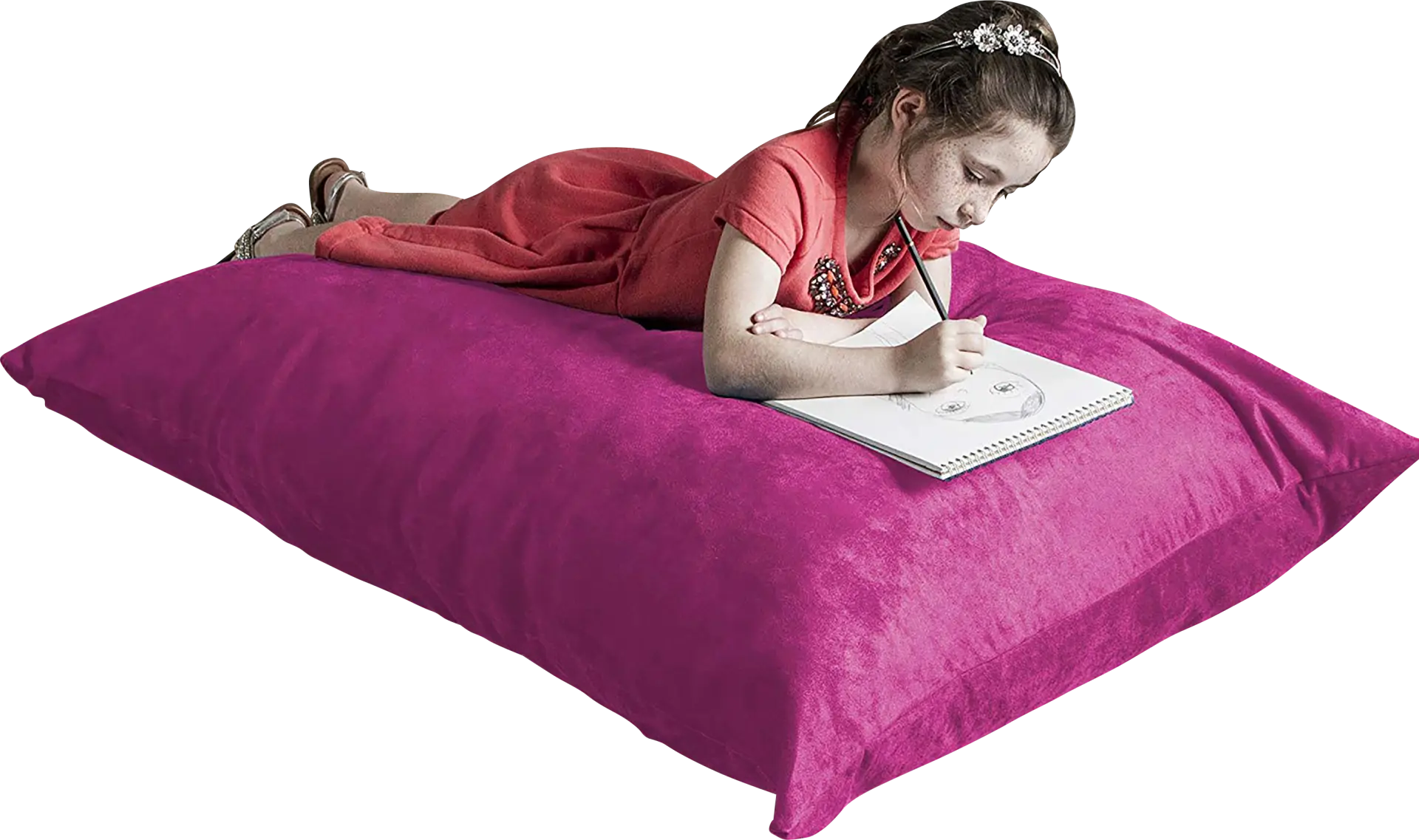 Kids Kiri Fuchsia Small Bean Bag Chair and Floor Pillow