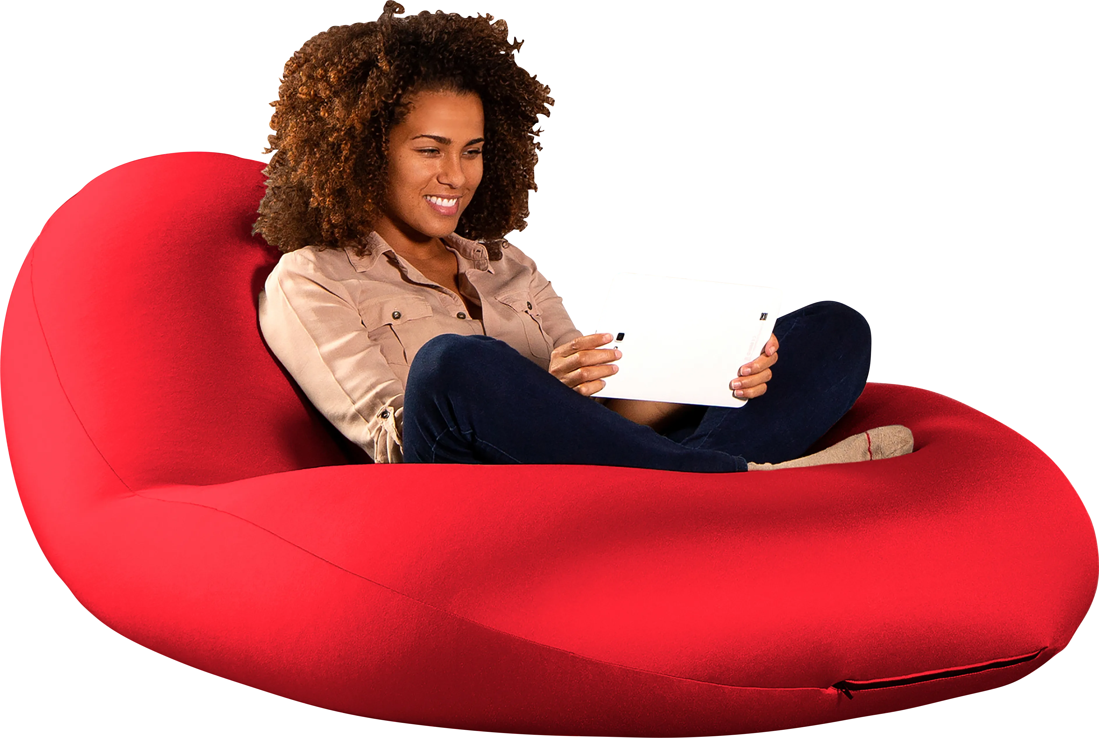 Kids Cloud Nest Large Red Bean Bag Chair - Thumbnail - Image 1