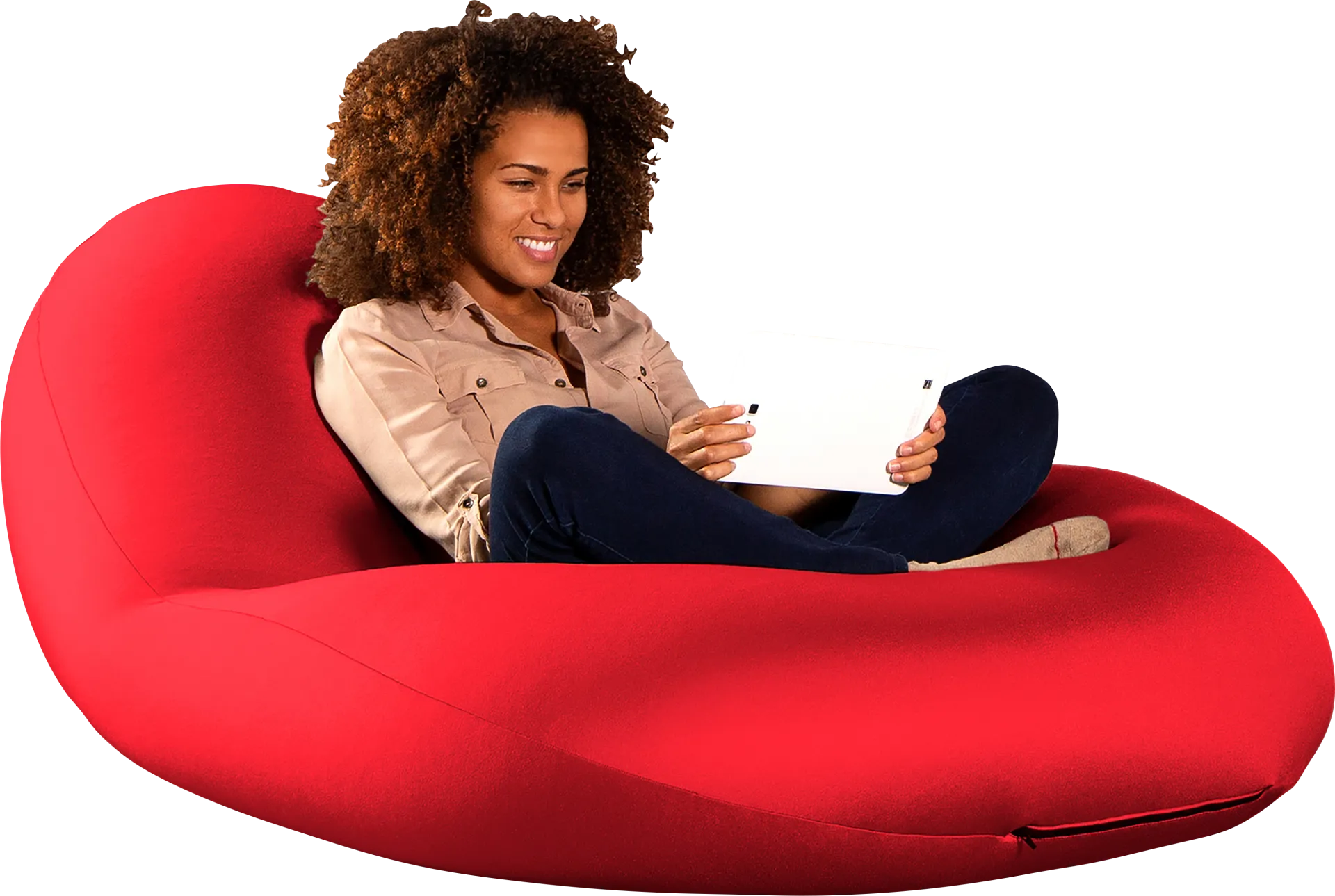 Kids Cloud Nest Large Red Bean Bag Chair - Image 1