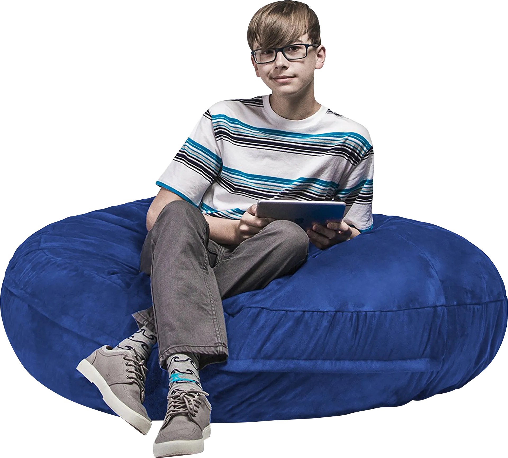 Kids Calix Blue Bean Bag Chair - Image 1