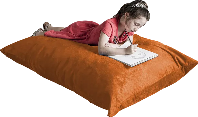 Kids Kiri Orange Small Bean Bag Chair and Floor Pillow