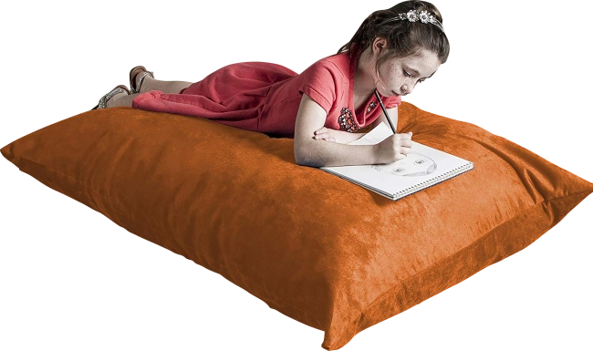 Kids Kiri Orange Small Bean Bag Chair and Floor Pillow