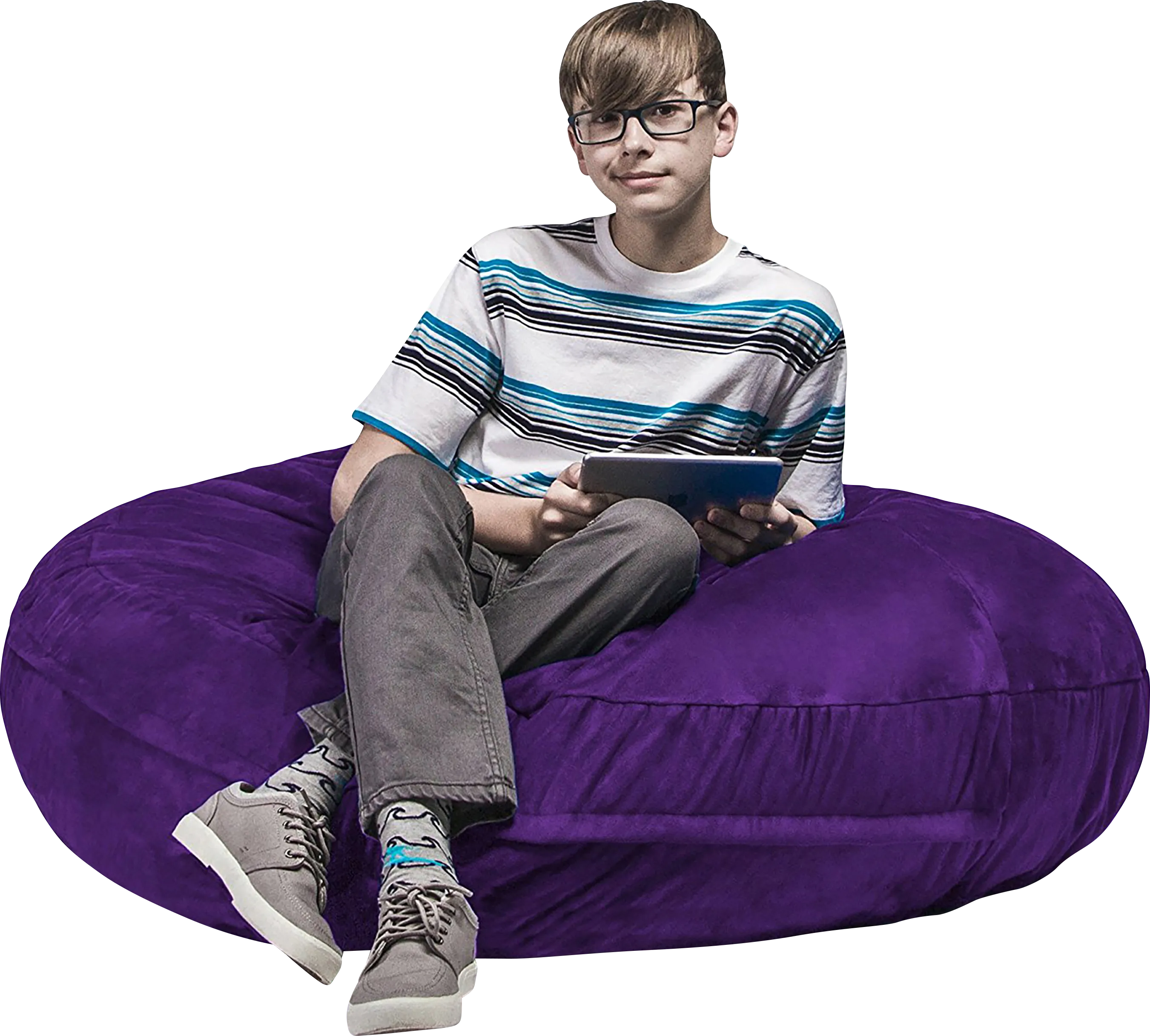 Kids Calix Purple Bean Bag Chair - Thumbnail - Image 1
