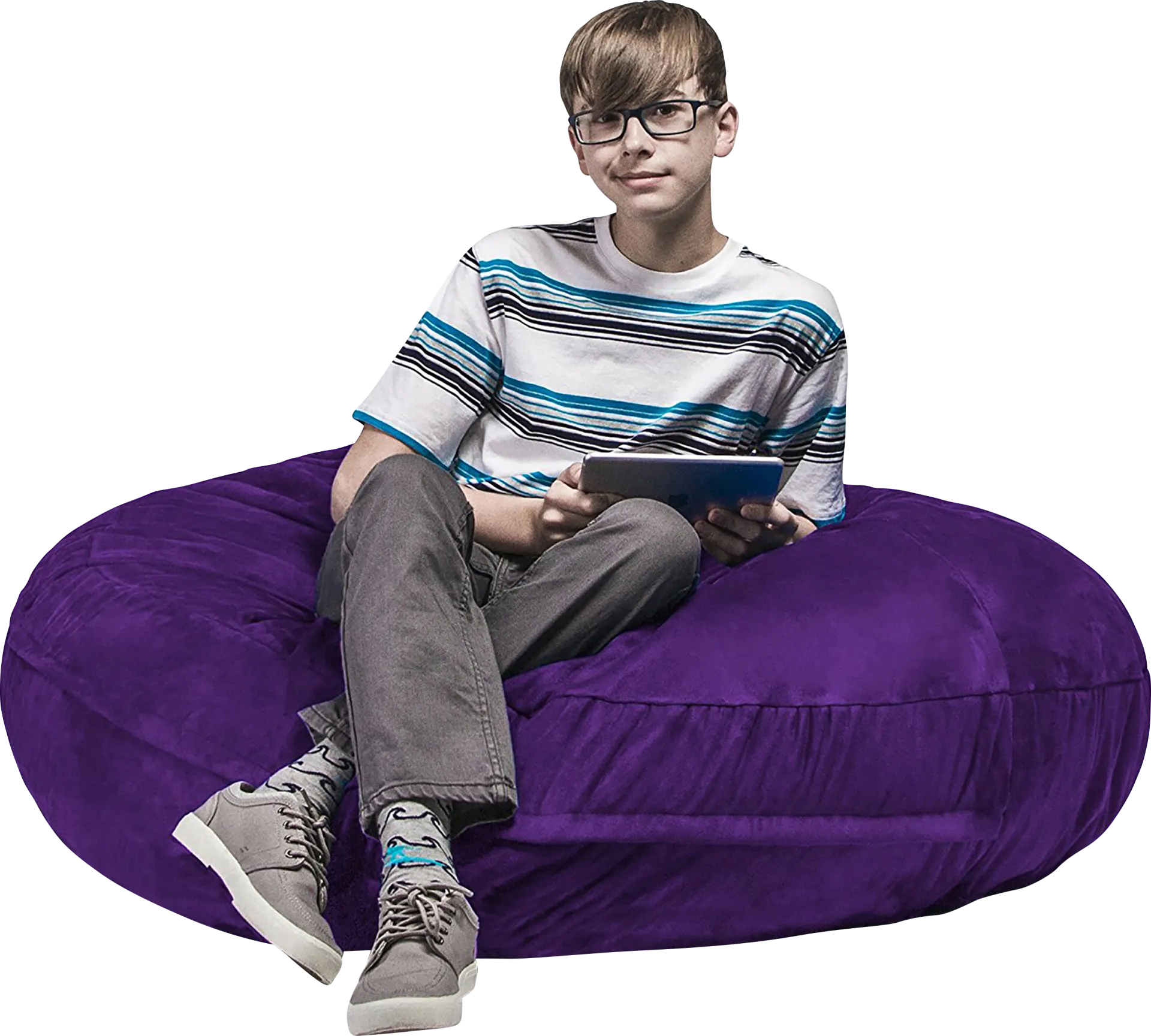 Kids Calix Purple Bean Bag Chair - Image 1