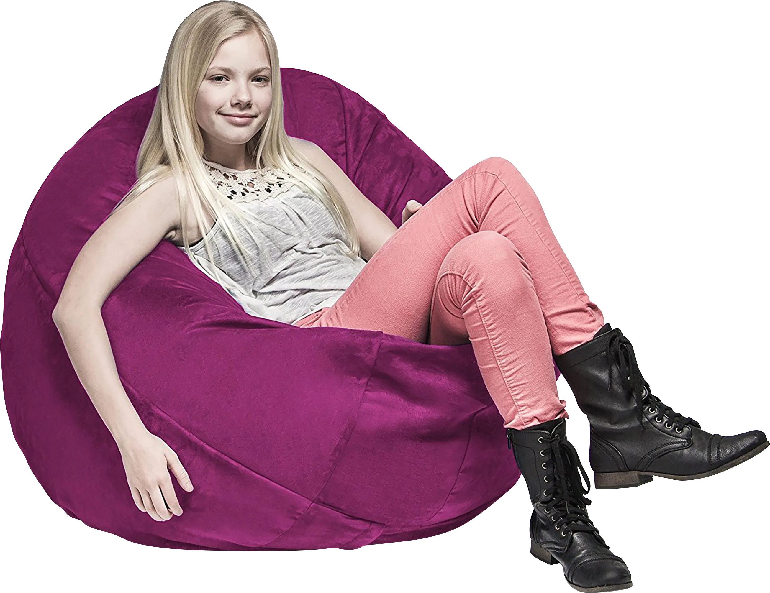 Kids Calix Fuchsia Bean Bag Chair - Thumbnail - Image 1