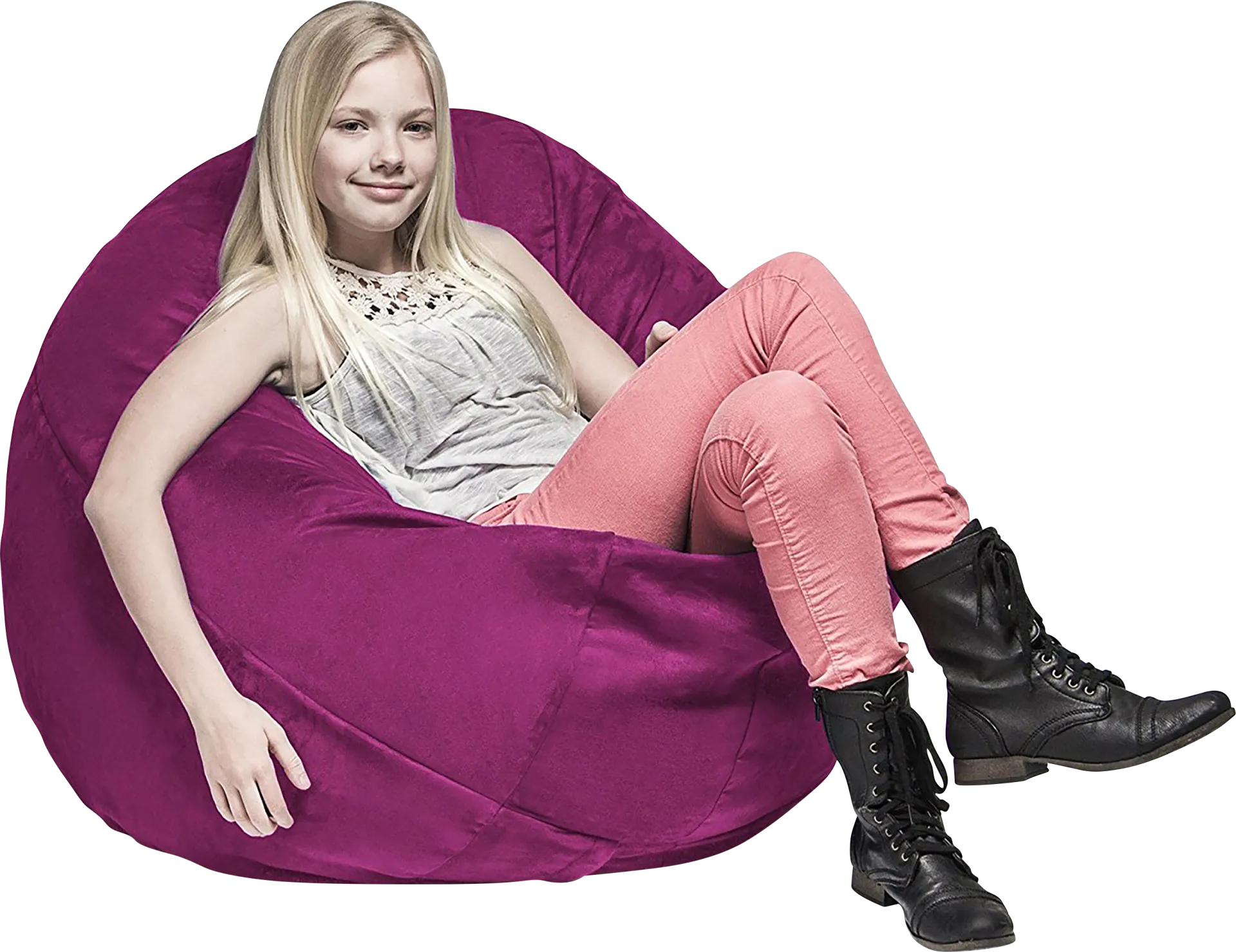 Kids Calix Fuchsia Bean Bag Chair - Image 1