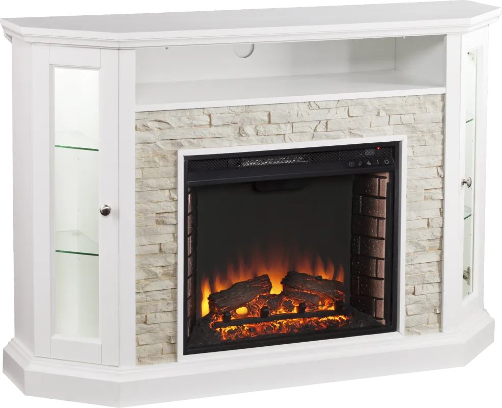 Wakerobin II White 52 in. Console with Electric Fireplace