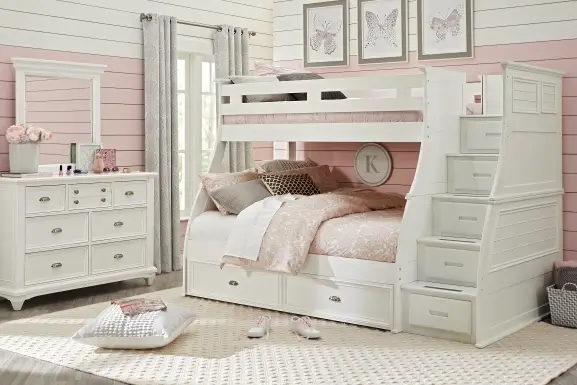 Kids Hilton Head White Twin/Full Step Bunk