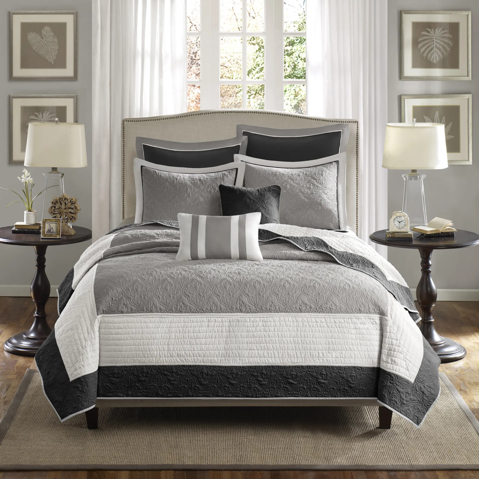 Aracely Black 7 Pc Queen Coverlet Set - Image 2