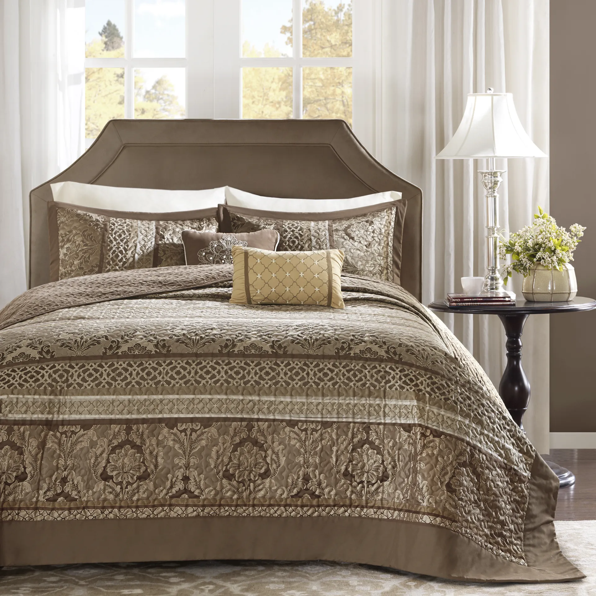Alondria Brown 5 Pc Queen Bedspread Set - Image 1