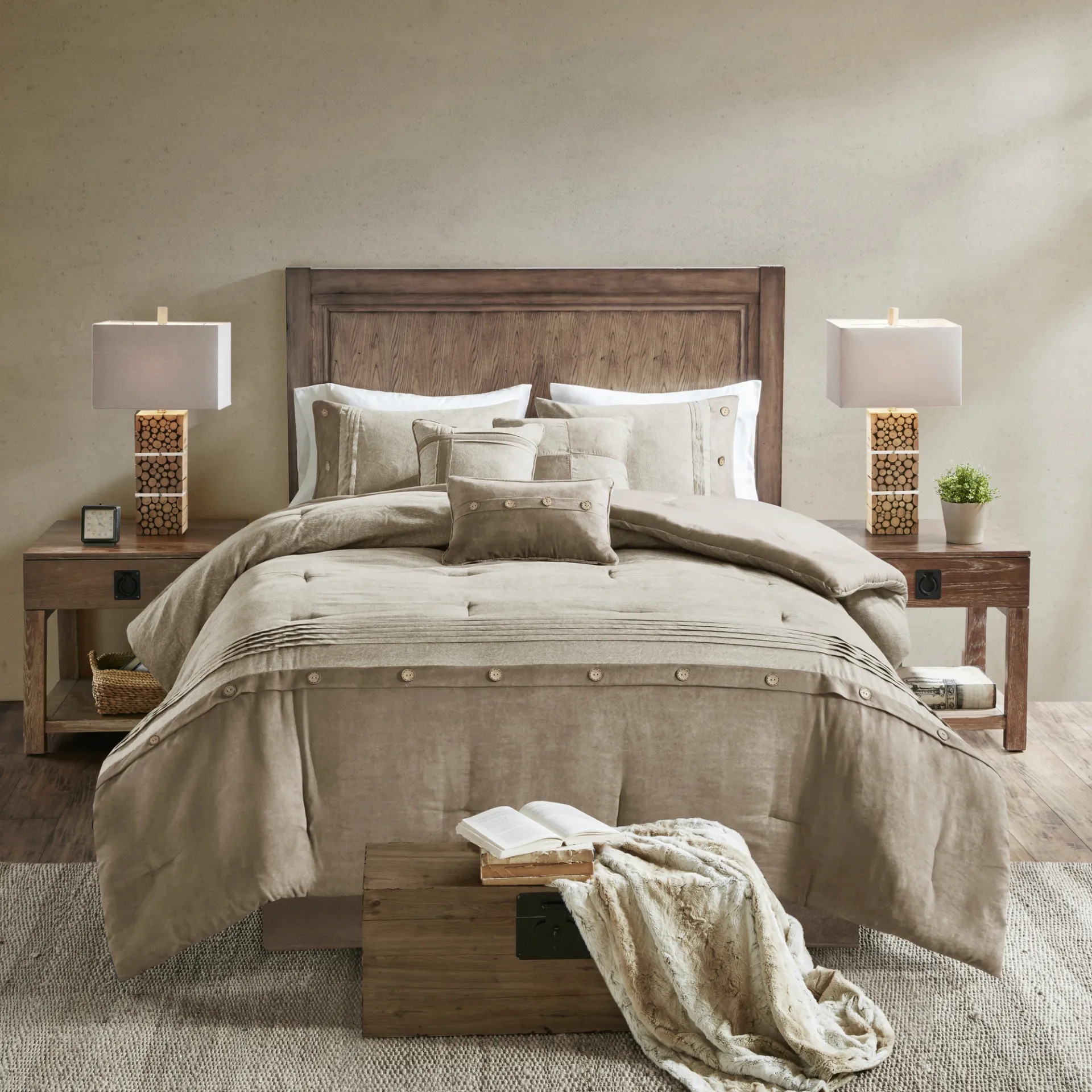 Maiar Tan 7 Pc Queen Comforter Set - Image 1